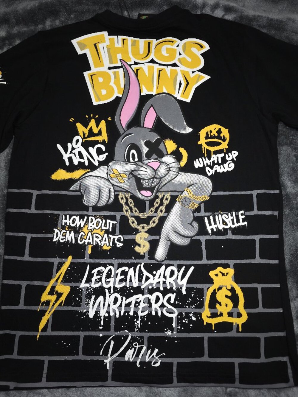 NEW Trip City Thugs Bunny Graphic Print Men's Black T-Shirt Sz M
